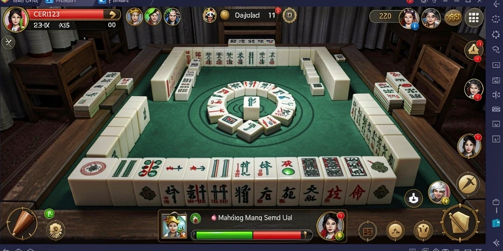 Screenshot gameplay CERI123 yang menunjukkan pengalaman bermain Mahjong yang seru.