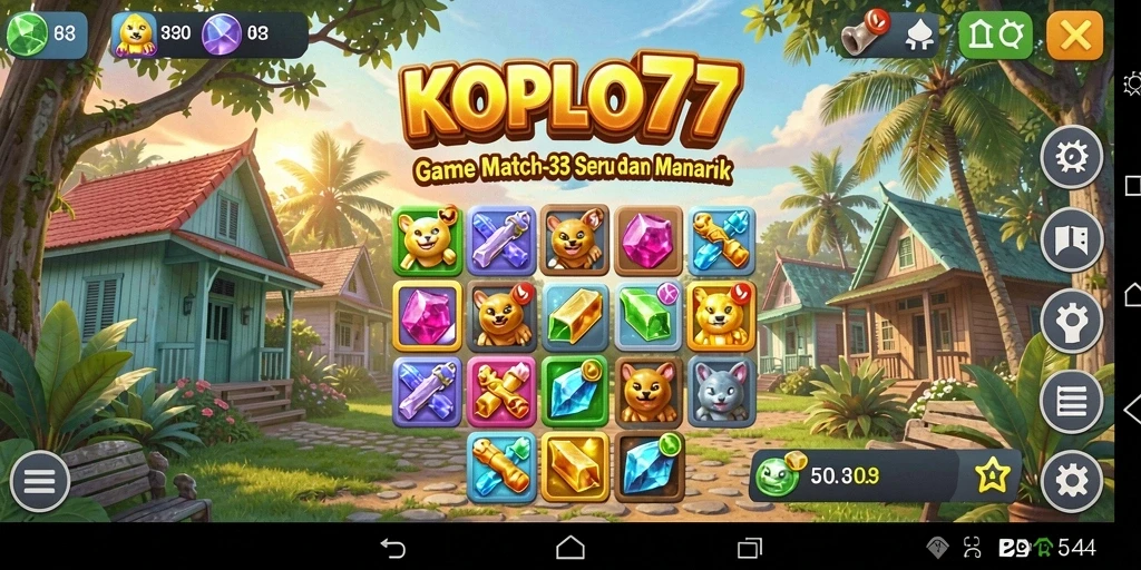 Tampilan gameplay seru KOPLO77 dengan kombinasi warna-warni.