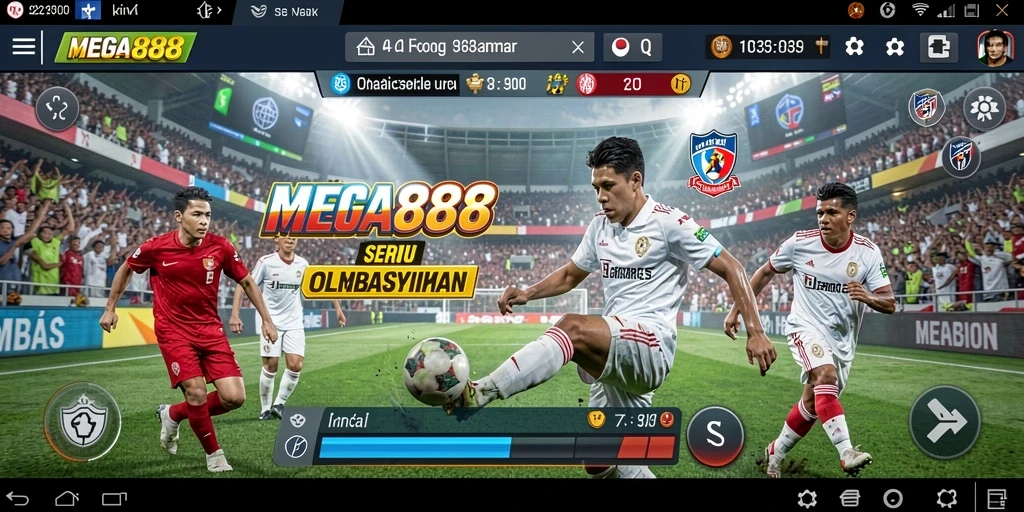 Screenshot utama MEGA888 menampilkan aksi permainan olahraga yang mendebarkan.