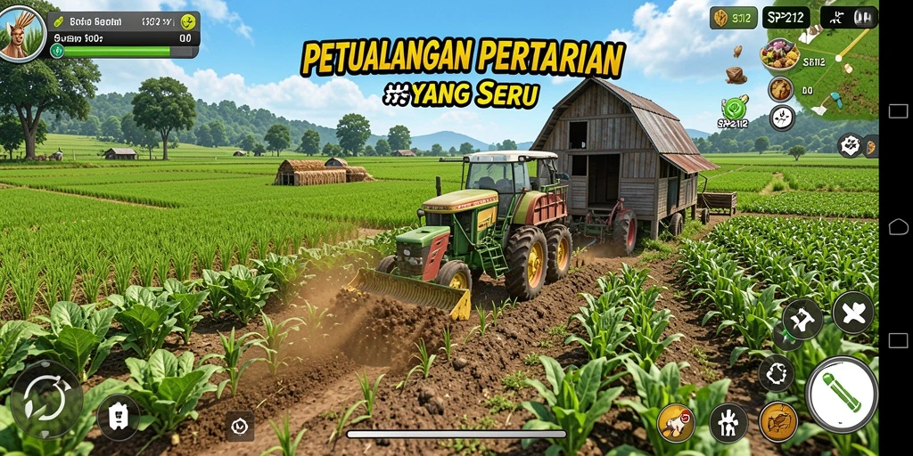 Tampilan screenshot SP212 menunjukkan aktivitas bertani yang seru dan menarik.