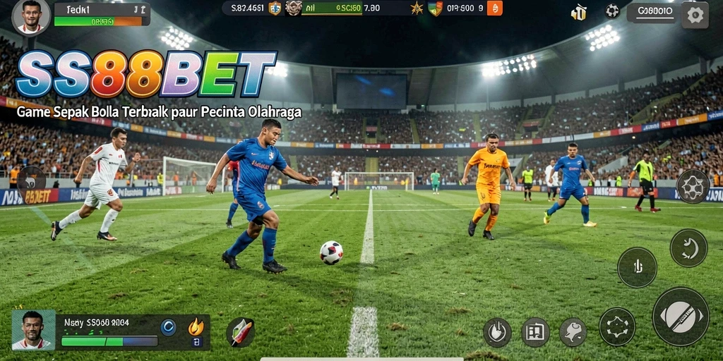 Tampilan menarik dari gameplay SS88BET dengan aksi sepak bola nyata.